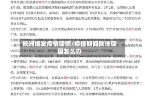 欧洲爆发疫情回国/疫情期间欧洲回国怎么办