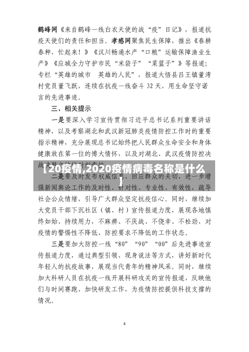 【20疫情,2020疫情病毒名称是什么】-第1张图片